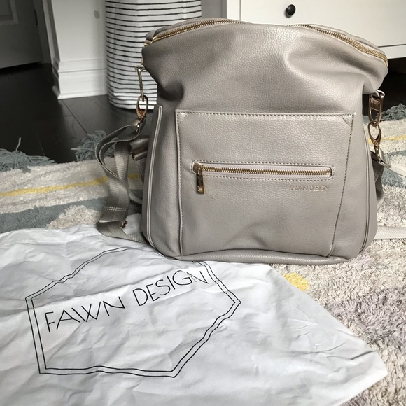 grey fawn design diaper bag